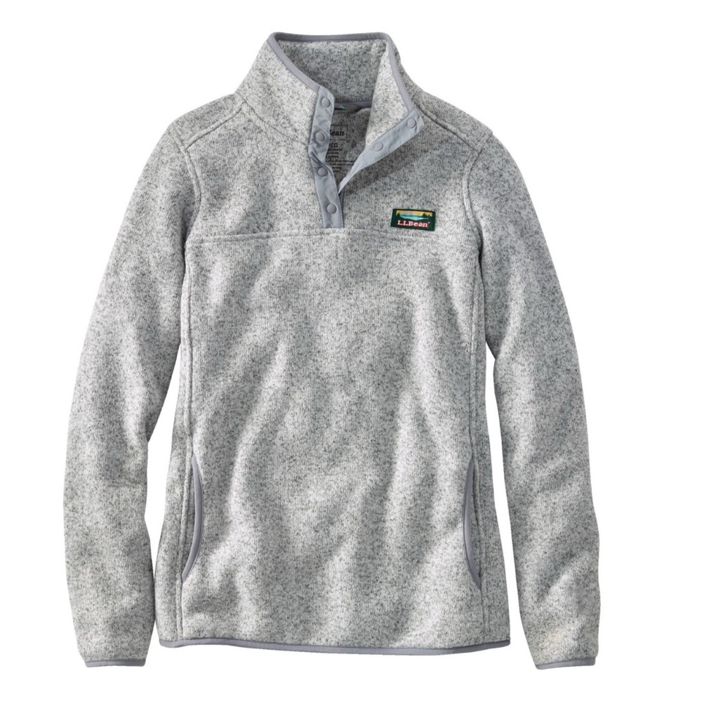 L.L. Bean Women’s Fleece Pullover Pewter 3/4 Button Sweater 1X